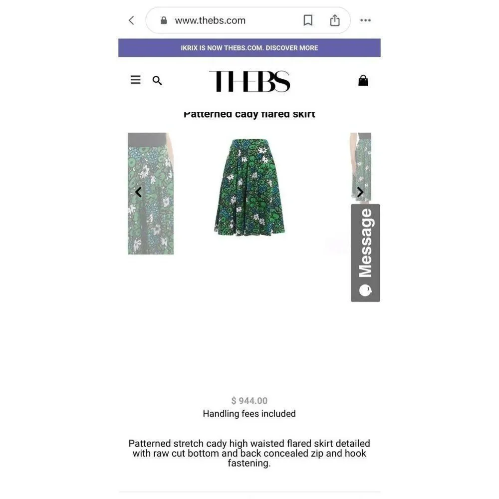 BALENCIAGA Green Hight Waist Floral Print Pleated Knee Length Skirt Size… - Picture 11 of 11